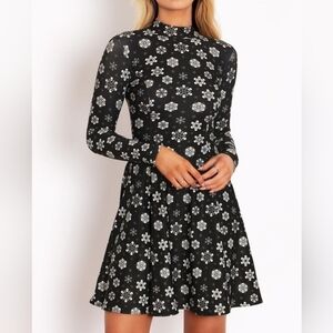 BlackMilk Clothing Skullflakes Long Sleeve Evil Longline Dress